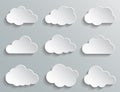Set paper white clouds - vector Royalty Free Stock Photo